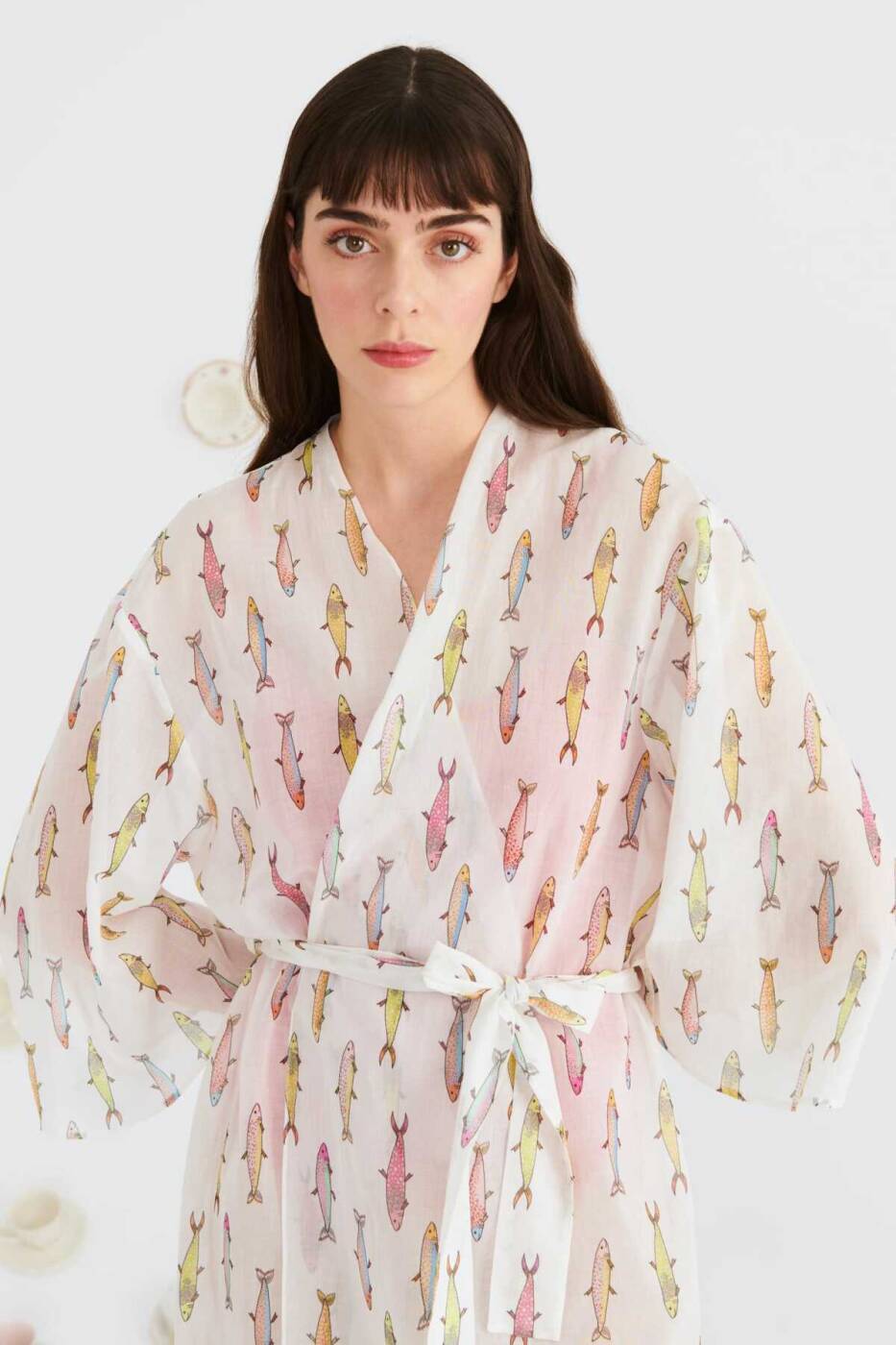 Beli Kuşaklı Desenli Kimono Standart Renk - 3
