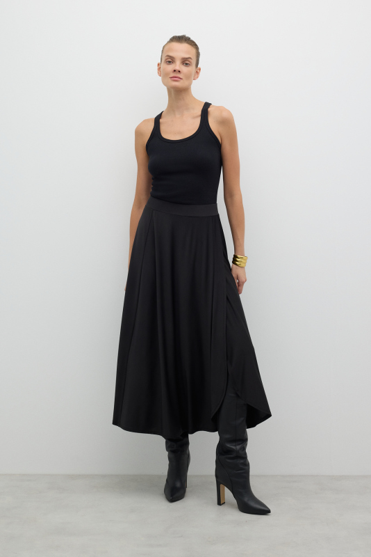 Beli Lastikli Anvelop Midi Boy Etek Siyah - Roman