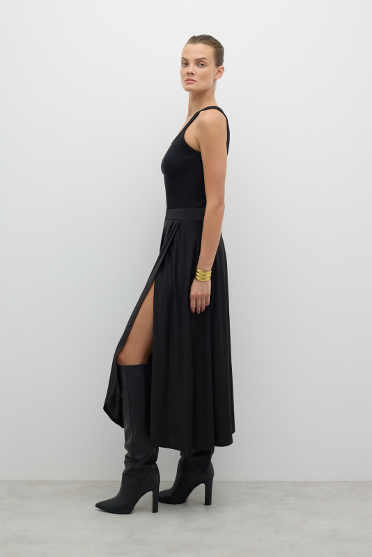 Beli Lastikli Anvelop Midi Boy Etek Siyah - 3