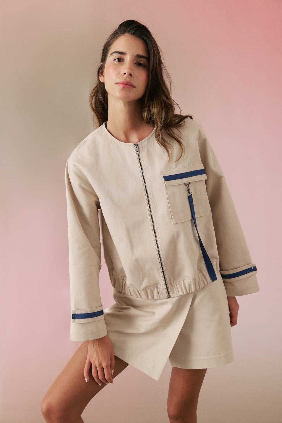 Beli Lastikli Bomber Bej - 1