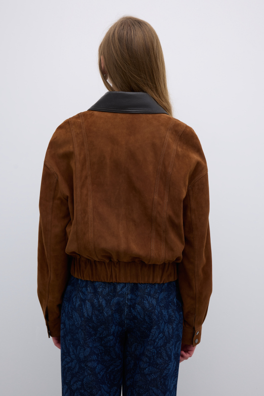 %100 Deri Fermuar ve Çıtçıt Detaylı Mont Taba - Roman (1)