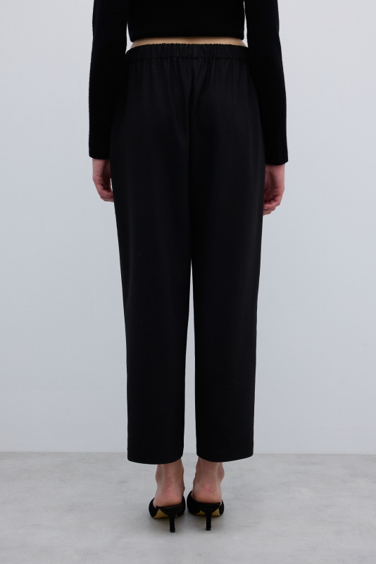 Beli Lastikli Düz Paça Pantolon Siyah - 2