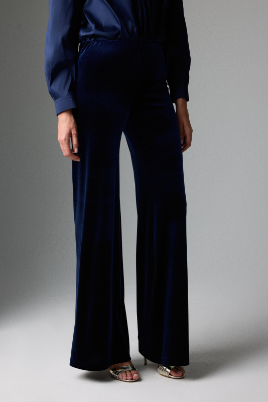 Beli Lastikli Geniş Paça Pantolon Lacivert - 3