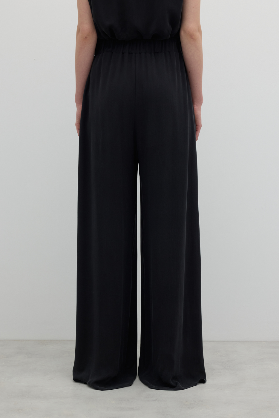 Beli Lastikli Geniş Paça Pantolon Siyah - 2