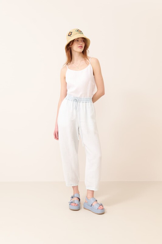 Beli Lastikli Keten Pantolon Standart Renk - 3