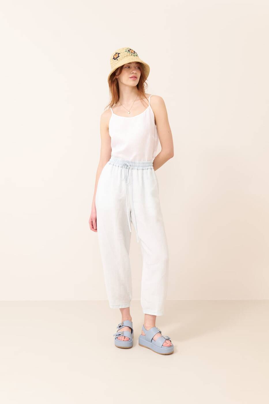 Beli Lastikli Keten Pantolon Standart Renk - 3