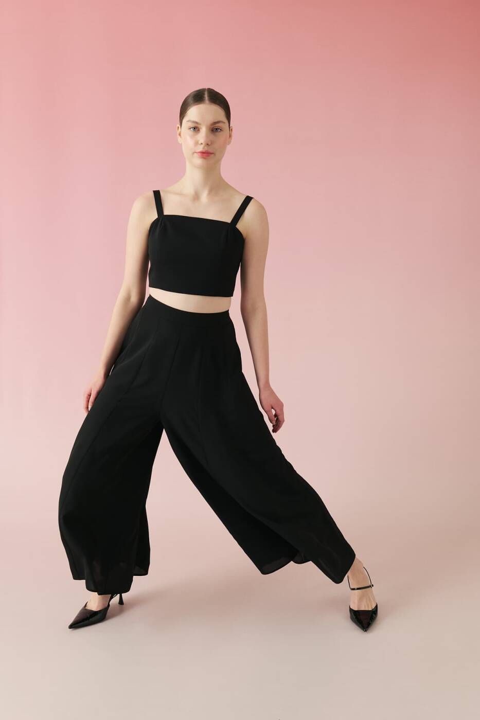 Beli Lastikli Krep Pantolon Siyah - 3