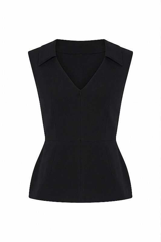 Beli Tokalı Yaka Detaylı Bluz Siyah - 4