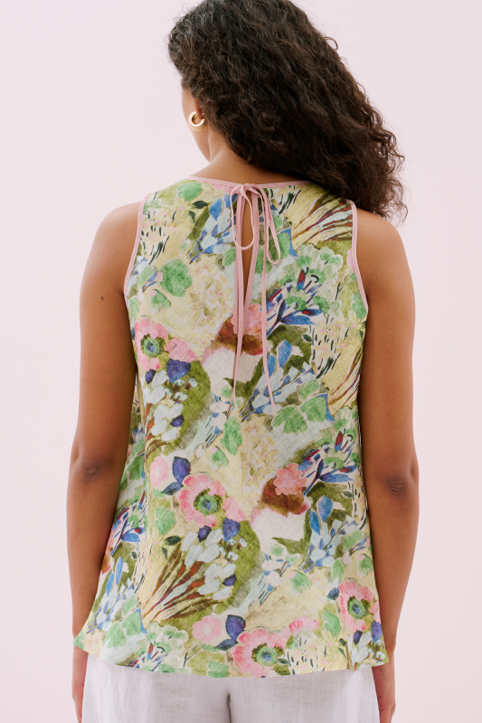 Bisiklet Yaka Kolsuz Keten Bluz Standart Renk - 2