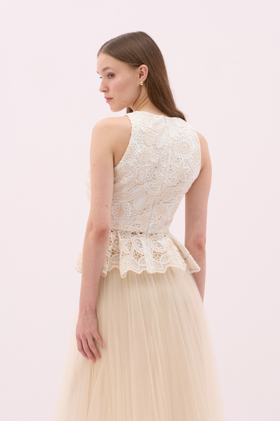 Bisiklet Yaka Kolsuz Peplum Bluz Standart Renk - 4