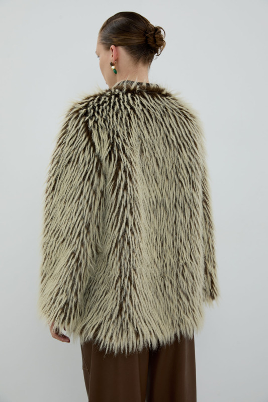 Bisiklet Yaka Kürk Kap Kahve - 2