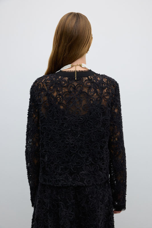 Bisiklet Yaka Önden Agraflı Ceket Siyah - 2