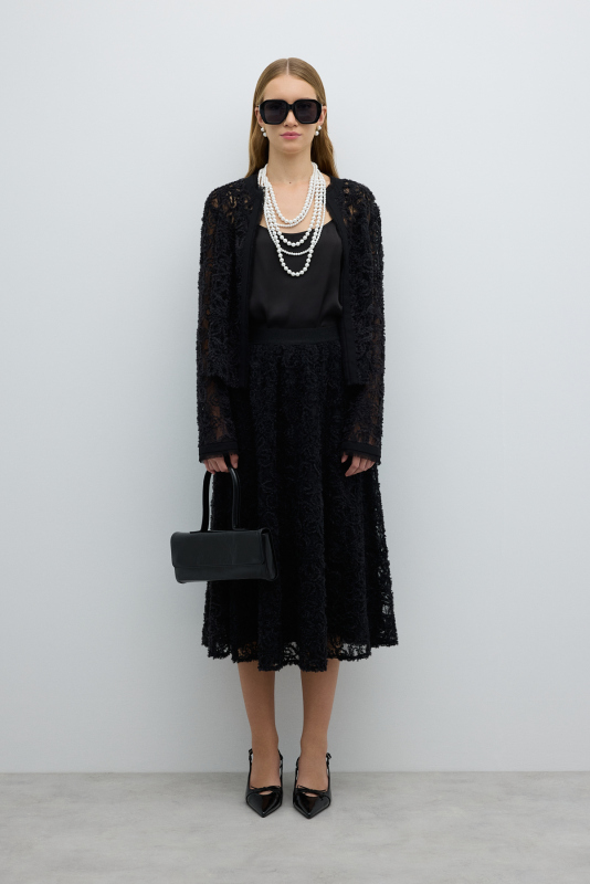 Bisiklet Yaka Önden Agraflı Ceket Siyah - 4