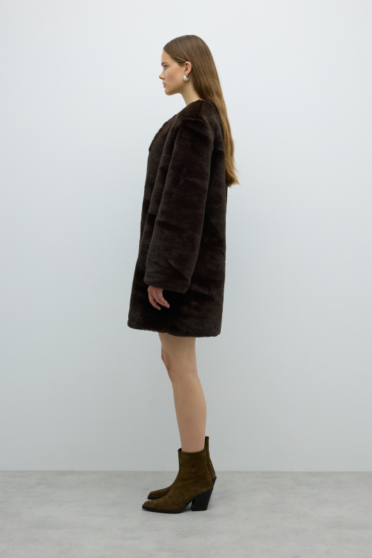 Bisiklet Yaka Peluş Kap Kahve - 3