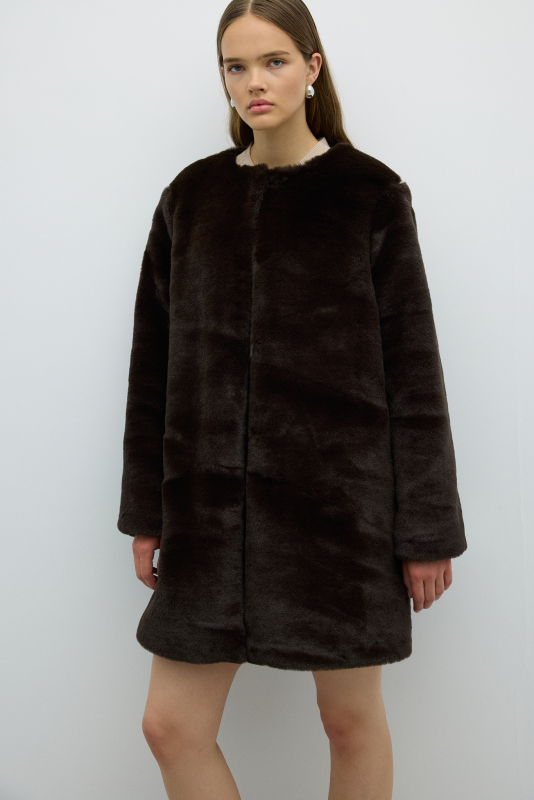 Bisiklet Yaka Peluş Kap Kahve - 4