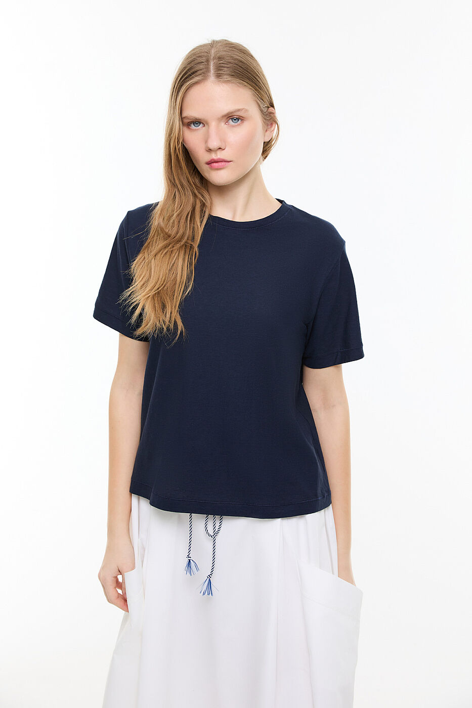 Bisiklet Yaka Süprem Penye T-shirt Lacivert - 3