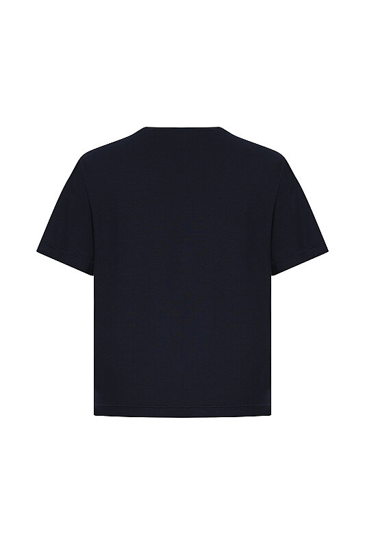 Bisiklet Yaka Süprem Penye T-shirt Lacivert - 4