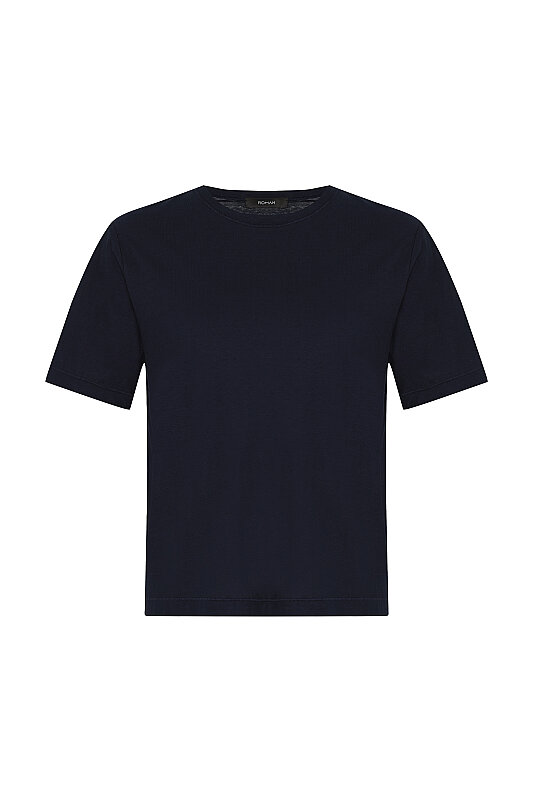 Bisiklet Yaka Süprem Penye T-shirt Lacivert - 5