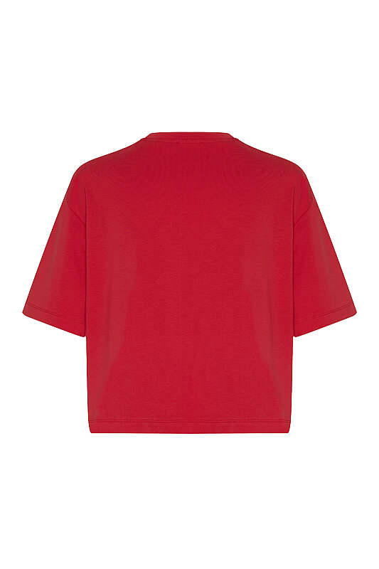 Bisiklet Yaka T-Shirt Kırmızı - 4