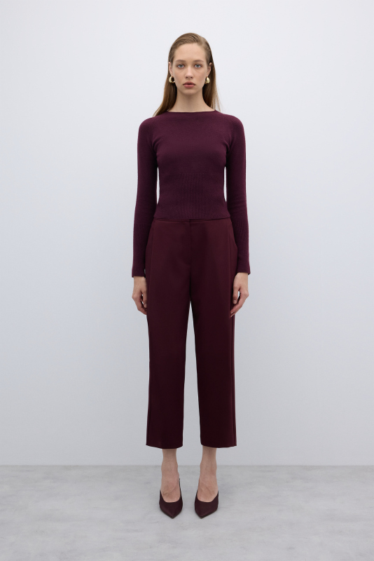 Bisiklet Yaka Triko Bordo - 3