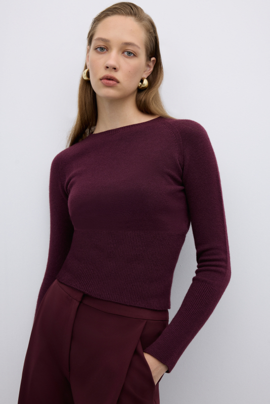 Bisiklet Yaka Triko Bordo - 4