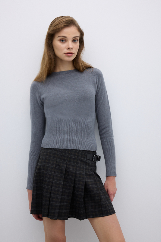 Bisiklet Yaka Triko Gri 