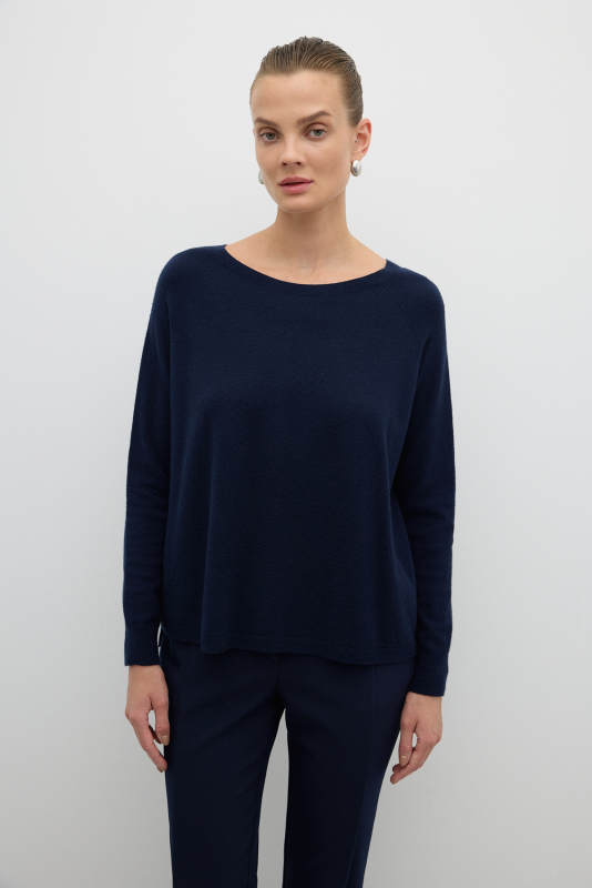 Bisiklet Yaka Triko Lacivert - 1