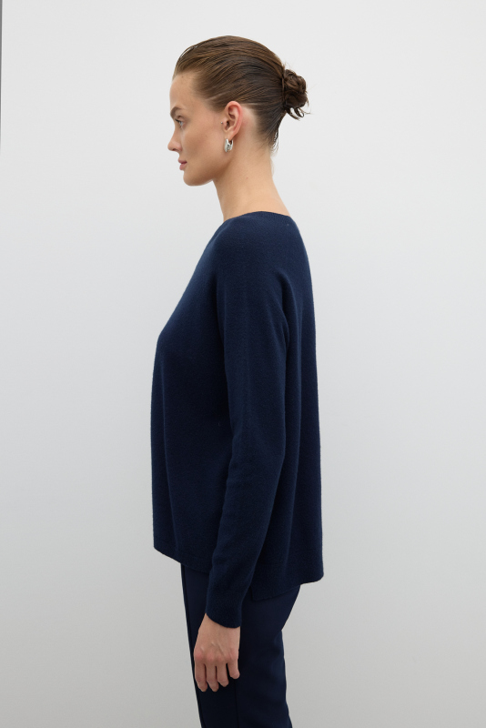 Bisiklet Yaka Triko Lacivert - 4