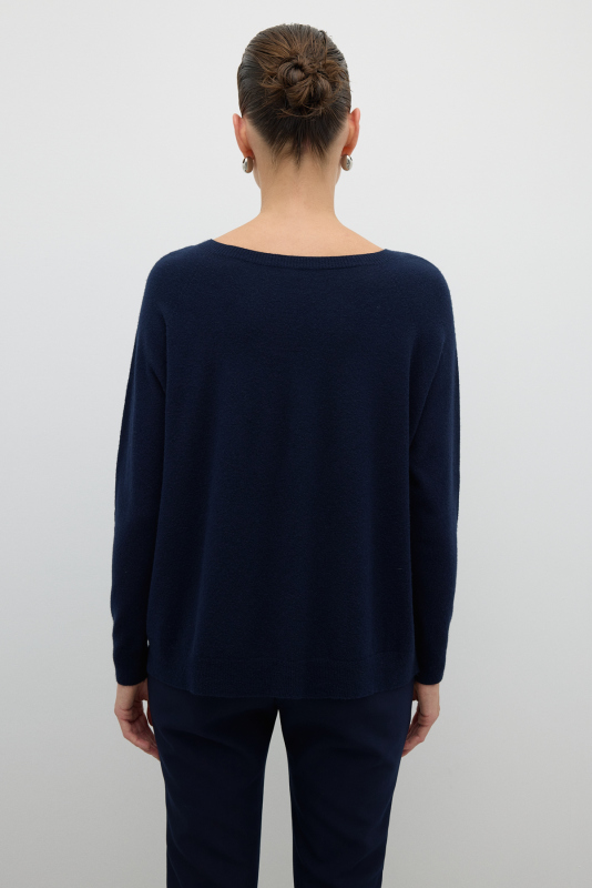 Bisiklet Yaka Triko Lacivert - 2