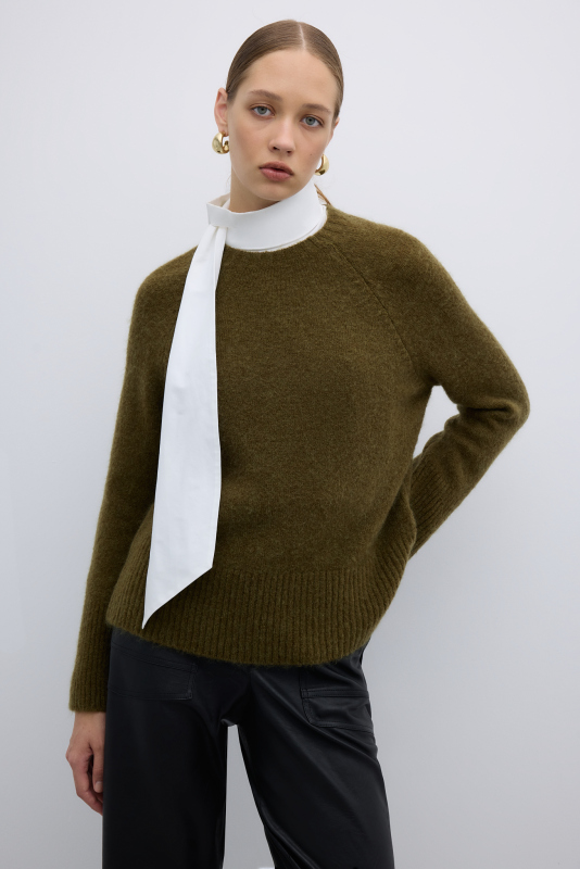 Bisiklet Yaka Triko Olive 