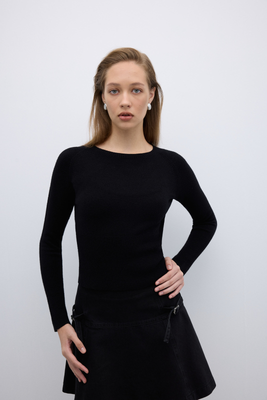 Bisiklet Yaka Triko Siyah - 1