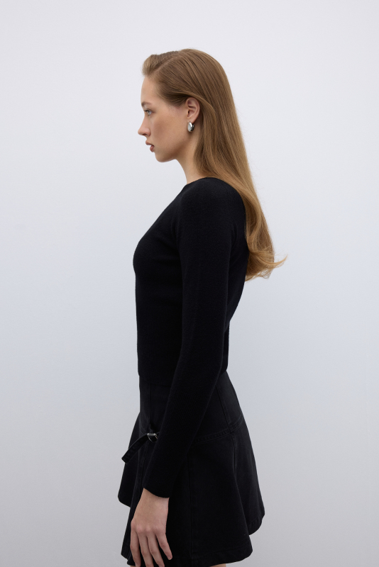 Bisiklet Yaka Triko Siyah - 3