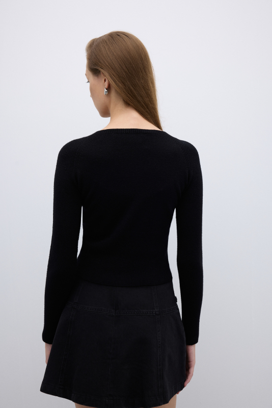 Bisiklet Yaka Triko Siyah - 2