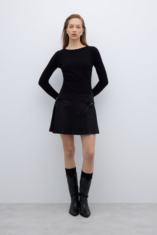 Bisiklet Yaka Triko Siyah - 4