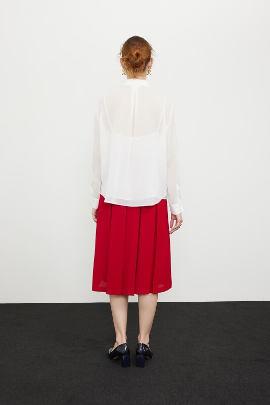 Şifon Uzun Kol Bluz Kemik - 2