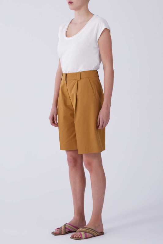 Bol Paça Bermuda Kadın Pantolon Fındık - 3