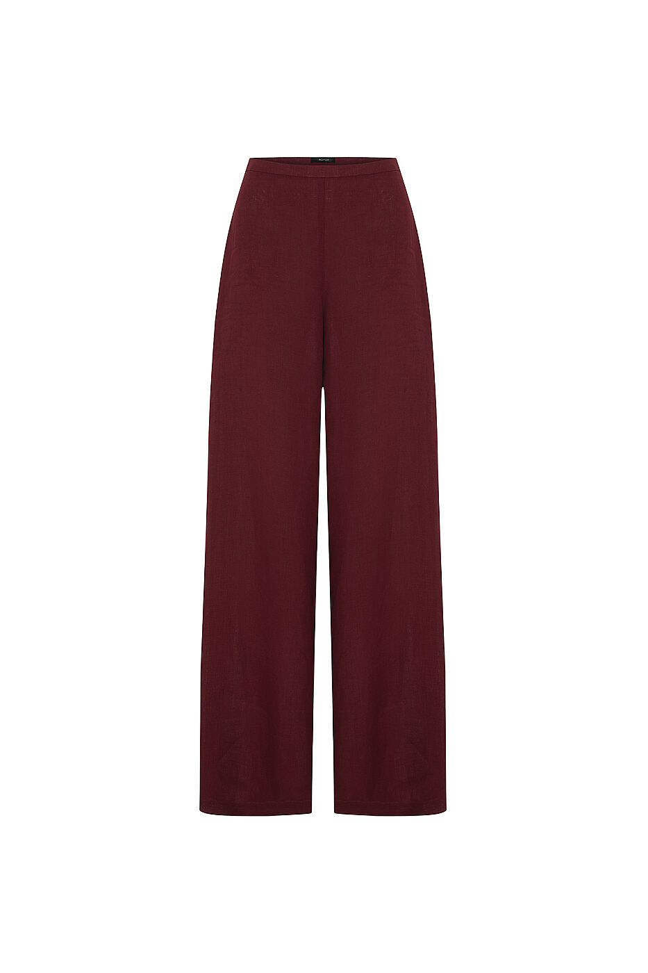 Geniş Paça Keten Pantolon Bordo - 3