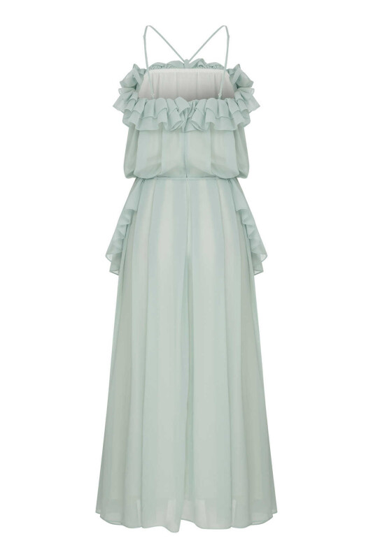 Boyun Askılı Abiye Elbise Mint - 5