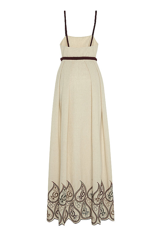 Brodeli Midi Elbise Standart Renk - 6