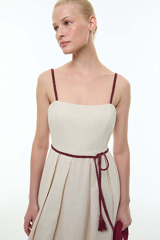 Brodeli Midi Elbise Standart Renk - 3