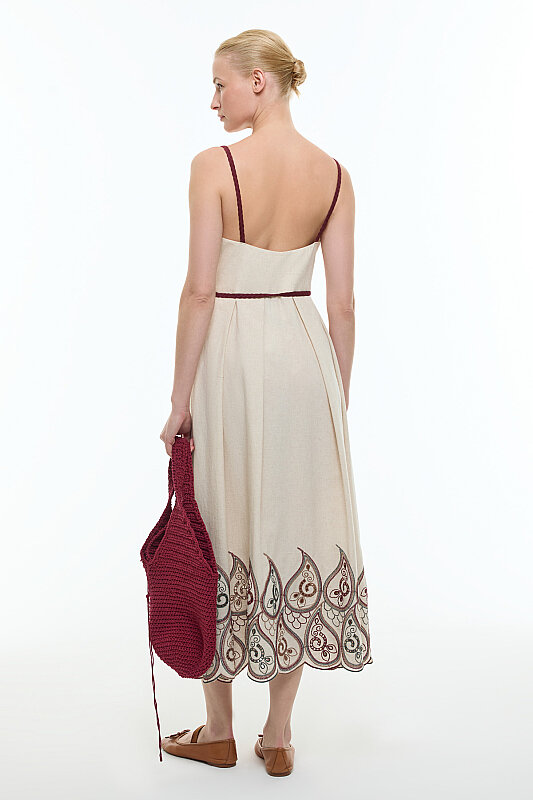 Brodeli Midi Elbise Standart Renk - Roman (1)