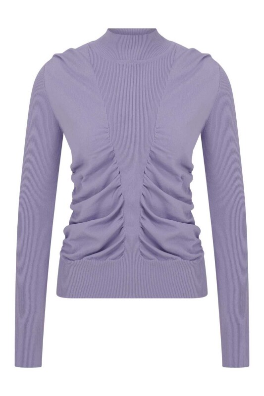  Büzgülü Balıkçı Triko Lila - 4