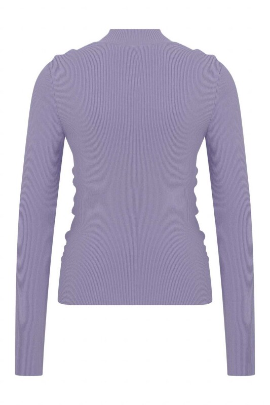  Büzgülü Balıkçı Triko Lila - 5