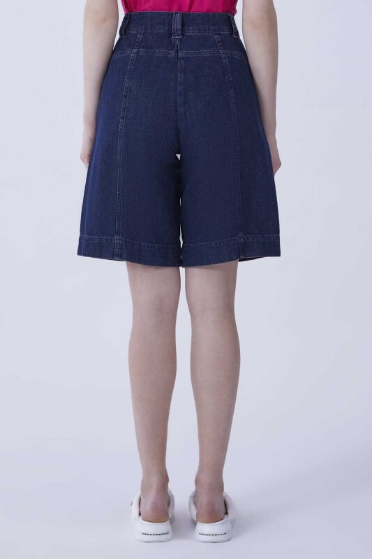 Cep Detaylı Denim Kadın Bermuda Lacivert - Roman (1)