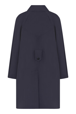  Cep Detaylı Kadın Trençkot Lacivert - 5