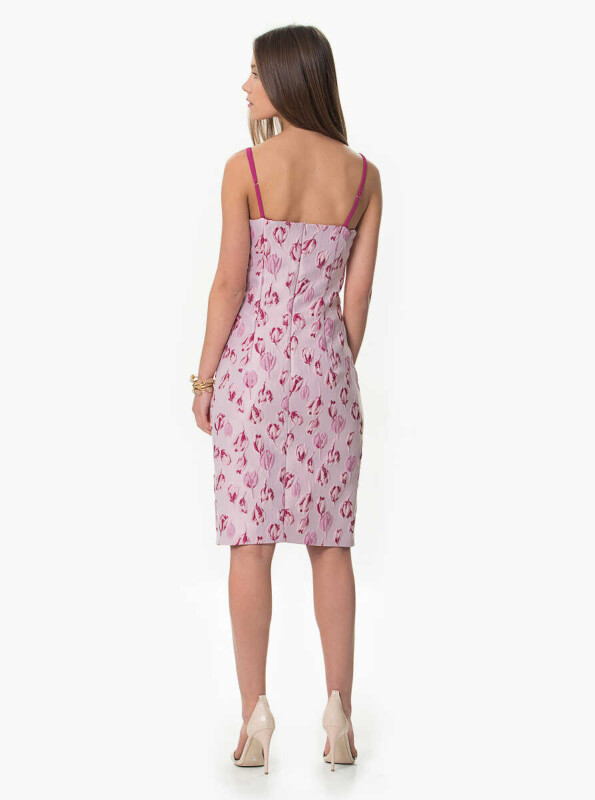 Çiçek Desenli Midi Elbise Pembe - 2