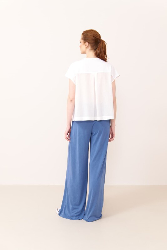 Çiçek Detaylı T-Shirt Beyaz - 2