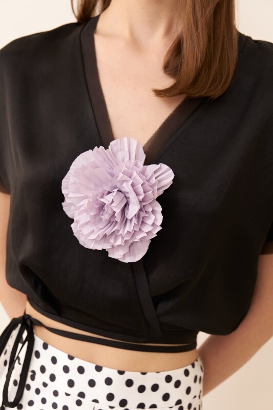 Çiçek Figürlü Tafta Broş Lila - Roman (1)