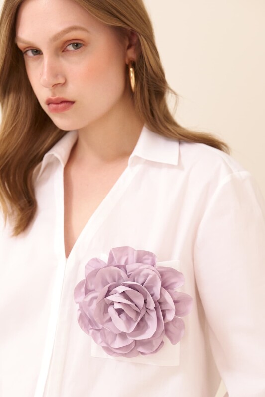 Çiçek Figürlü Tafta Broş Lila - Roman (1)