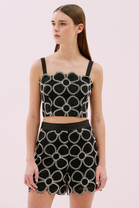 Çiçek Motifli Askılı Büstiyer Standart Renk - 1